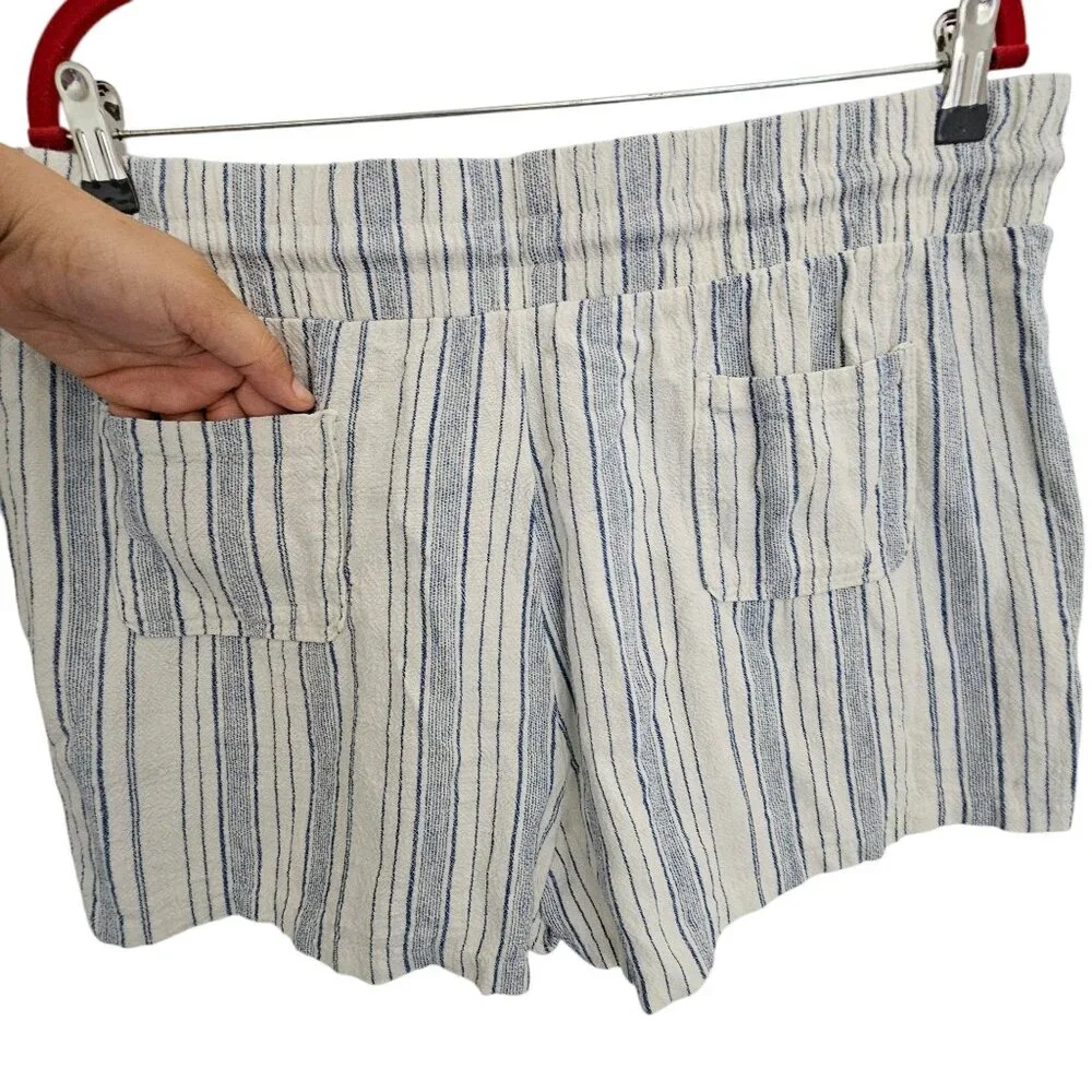 Disney Stitch Blue White Striped Linen Drawstring Shorts  Size XL